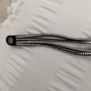 Leather bling wrap bracelet